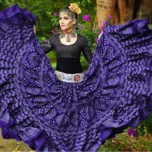 Purple Block Print Assuit Belly Dance Skirt